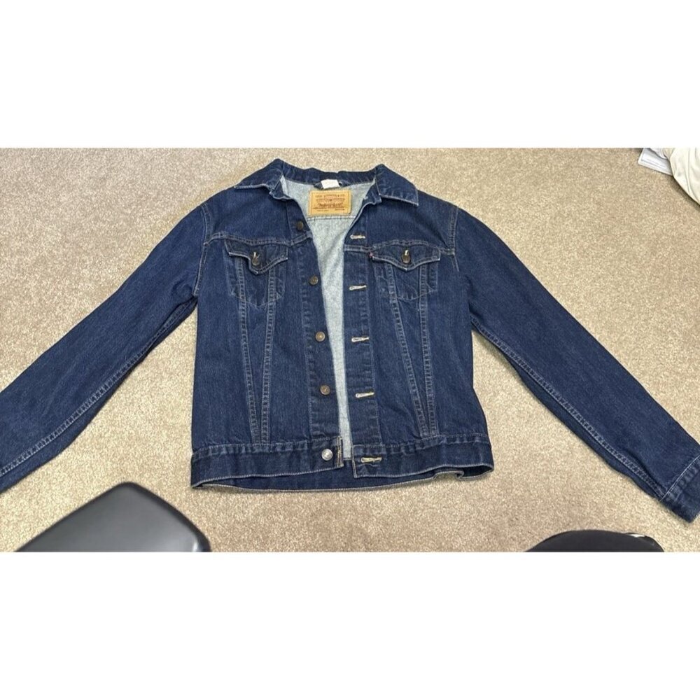 Levis Trucker Jacket Womens Medium Dark Wash Denim Button - Picture 6 of 6